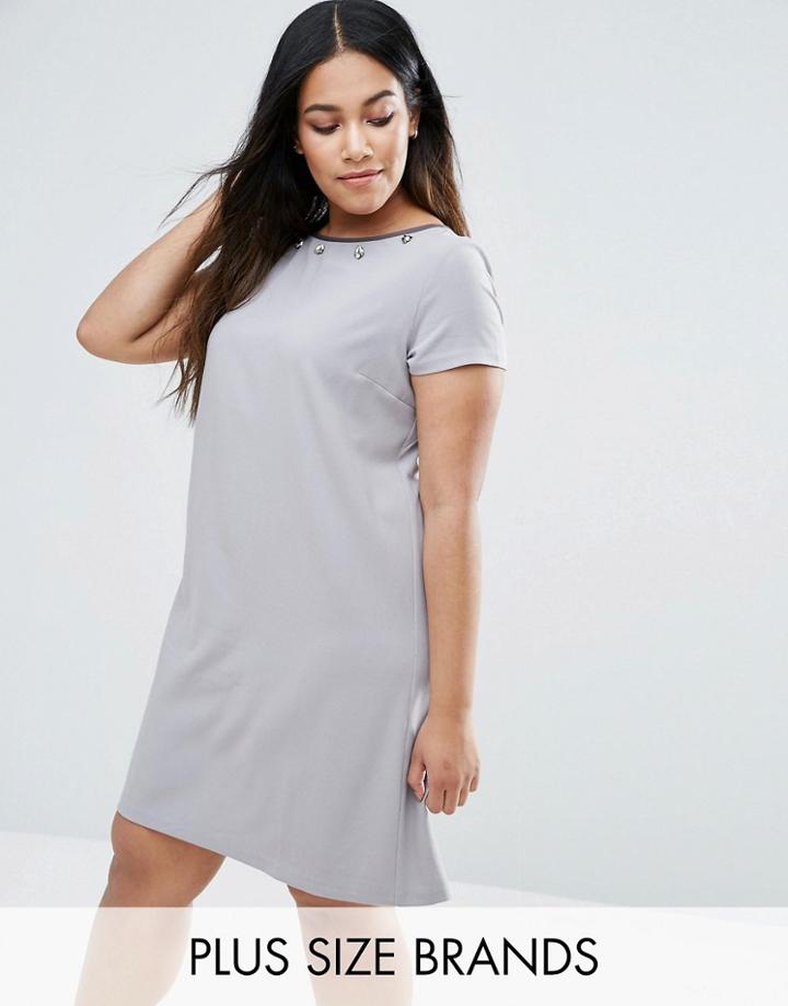 Elvi Plus Embellished Dress - Gray