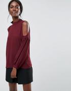Y.a.s Ruffle Cold Shoulder Top - Red