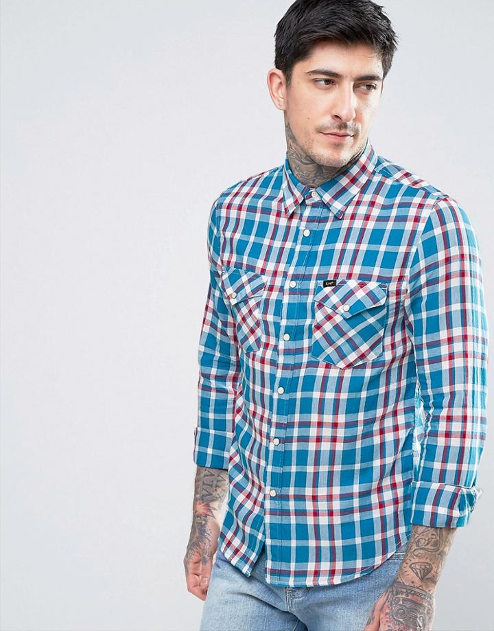 Lee Western Check Twill Shirt - Blue