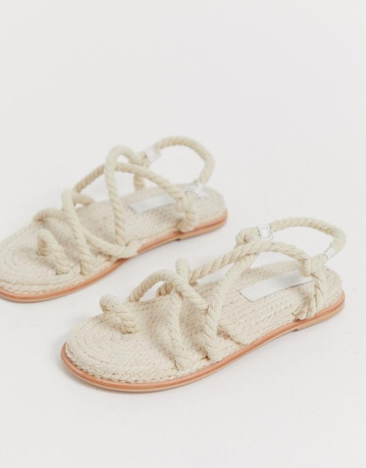 Asos Design Foxx Premium Chunky Rope Sandals - Cream