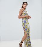 Asos Design Tall Maxi Cami Strappy Bodycon Dress In Floral Print-multi