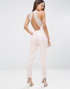 Asos Jumpsuit With Lace Back Detail - Pink