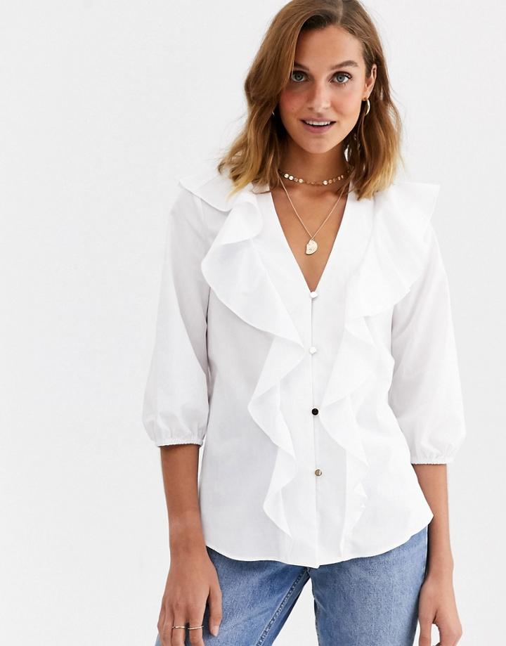 River Island Frilled Blouse In White