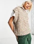 Noisy May Roll Neck Sleeveless Sweater In Pastel Knit-multi