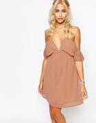 Fashion Union Cami Dress With Cold Shoulder - Pink