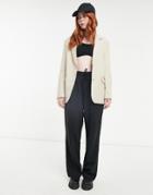 Bershka Oversized Dad Blazer In Sand-neutral