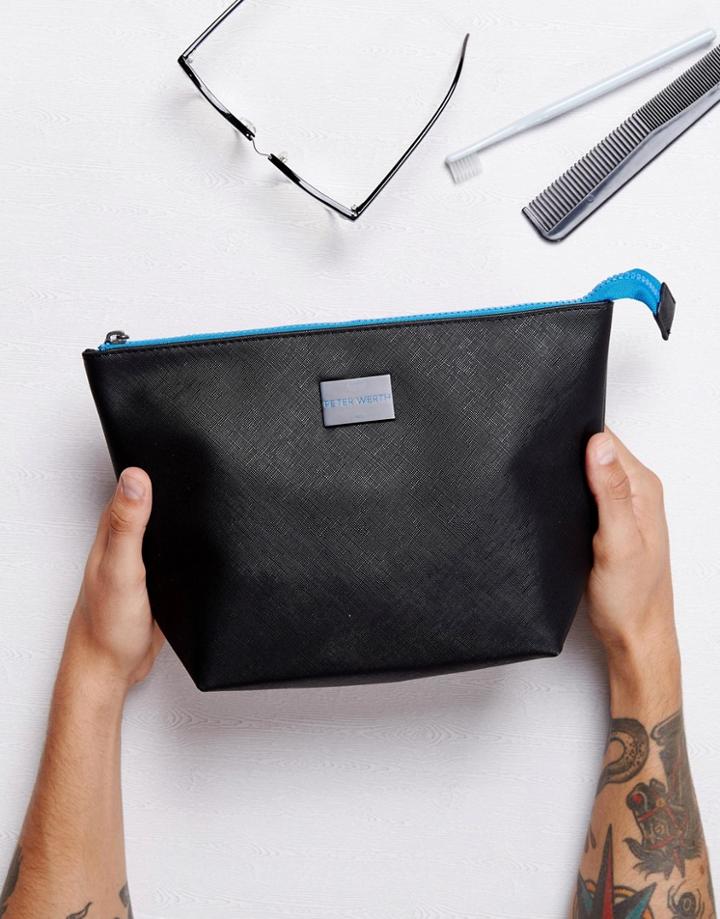 Peter Werth Etched Toiletry Bag In Black - Black
