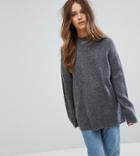 Asos Petite Sweater In Oversized With Crew Neck - Gray