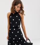 River Island Swing Dress With High Neck In Polka Dot - Pink