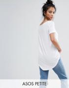 Asos Petite The New Forever T-shirt With Short Sleeves And Dip Back - White