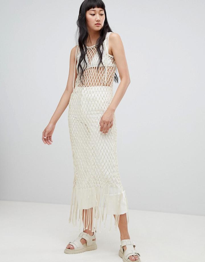 Weekday Limited Edition Rope Fringe Bodycon Dress - Beige