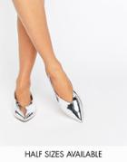 Asos Liana Pointed Ballet Flats - Silver