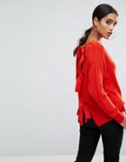 River Island Tie Back Backless Sweater-red