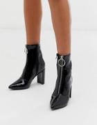 Public Desire Thrill Black Patent Block Heeled Ankle Boots