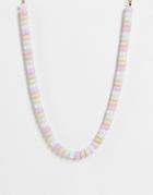 Asos Design Beaded Necklace In Pastel Tones-multi