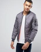 Blend Quilted Bomber Jacket - Gray