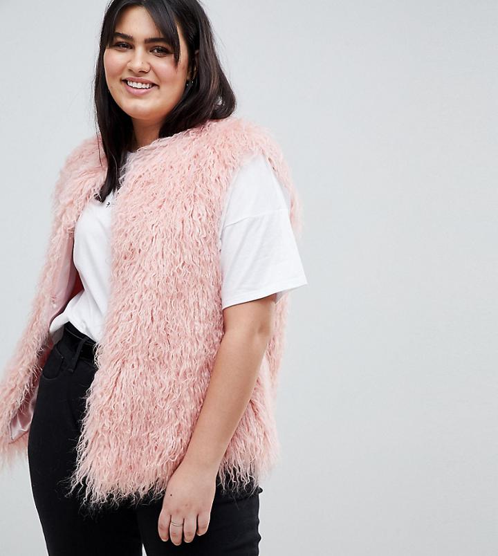 Asos Design Curve Mongolian Faux Fur Vest - Pink