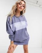 Asos Design Mini Sweatshirt Dress With Oregon Logo In Dusty Blue