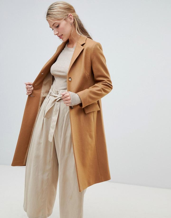 Helene Berman College Coat In Wool Blend - Brown