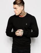 Diesel Crew Knit Sweater K-maniky Slim Fit Lightweight - Black
