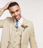 Asos Design Tall Wedding Slim Suit Jacket In Stone-neutral