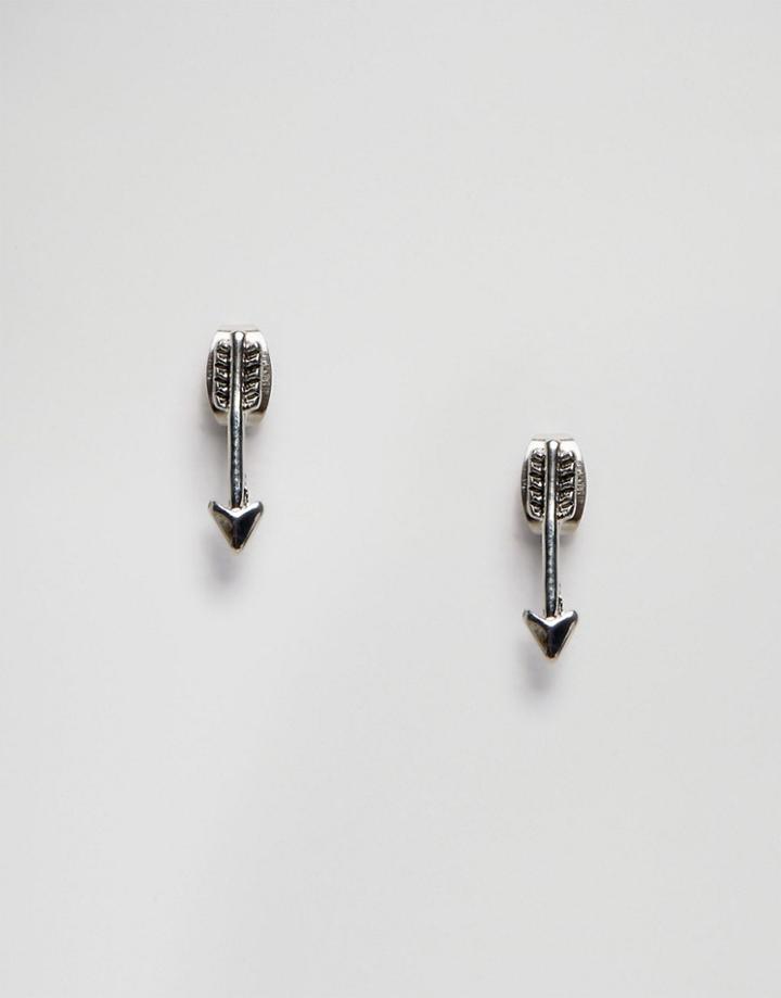 Nylon Silver Plated Arrow Earrings - Silver