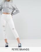Noisy May Petite Distressed Crop Jeans - White