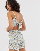 Only Floral Open Back Romper-multi