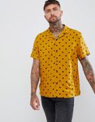 Asos Design Oversized Polka Dot Shirt In Mustard - Yellow