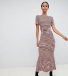 Asos Design Tall City Maxi Dress In Stripe Rib-multi