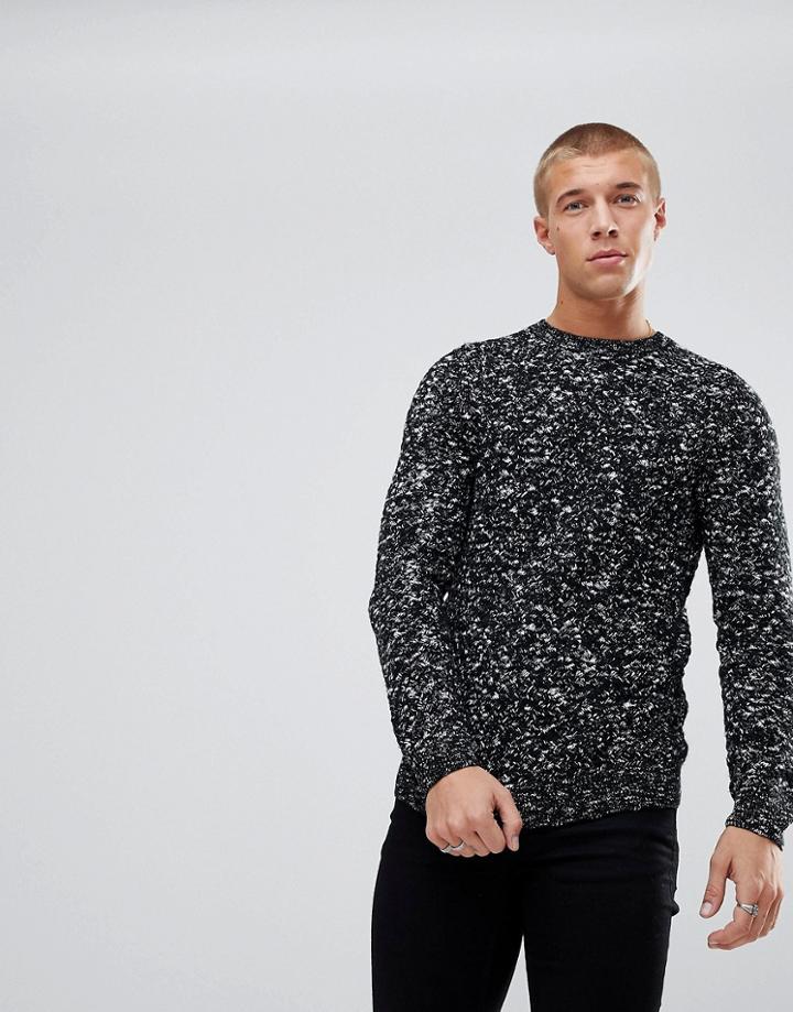New Look Sweater With Marl Knit In Black - Black