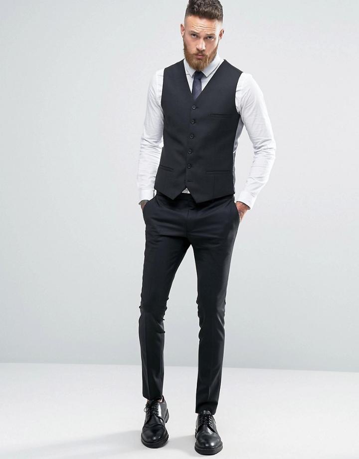 Heart & Dagger Super Skinny Vest - Black