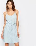 Vila Denim Dress With Tie Waist - Light Denim