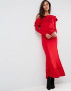 Asos Salsa One Shoulder Maxi Dress - Red