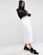 Asos Twill Midi Skirt With Pockets - Cream