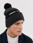 French Connection Striped Bobble Beanie-gray