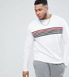 Asos Plus Sweatshirt In White With Velour Stripes - White