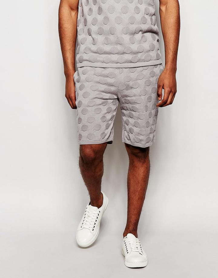 Asos Knitted Shorts With Circles Stitch - Gray