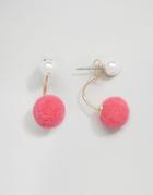 Asos Pom Pom Swing Earrings - Pink