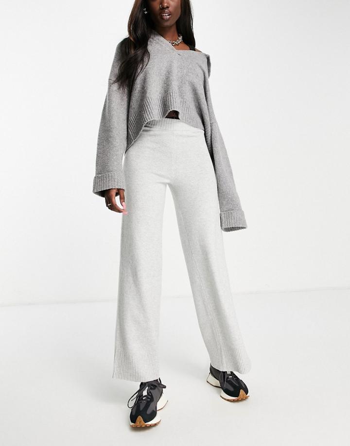 M Lounge Soft Wide Leg Pants In Soft Gray - Part Of A Set