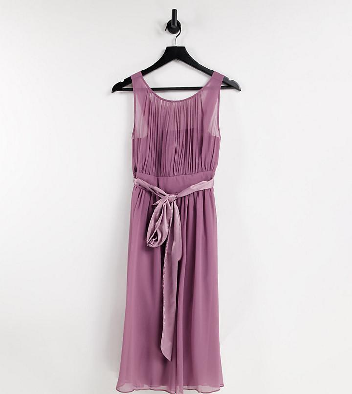 Little Mistress Petite Bridesmaid Skate Dress In Mauve-purple