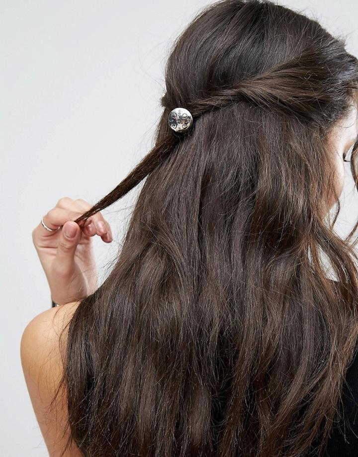 Asos Engraved Disc Hair Tie - Silver