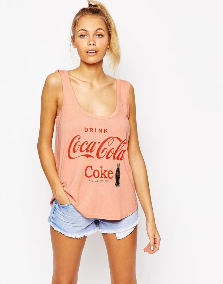 Wildfox Loves Coca-cola Tank In Drink Coca-cola Print - Cotton Candy