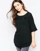 Wal G Top With Lace Insert - Black