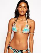 Seafolly Kimono Rose Triangle Bikini Top - Black Multi