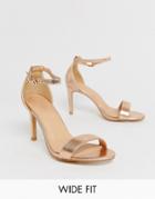Simply Be Wide Foot Morgan Barely There Heeled Sandal In Rose Gold - Black