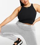 I Saw It First Plus Contrast Rib Leggings In Gray-grey