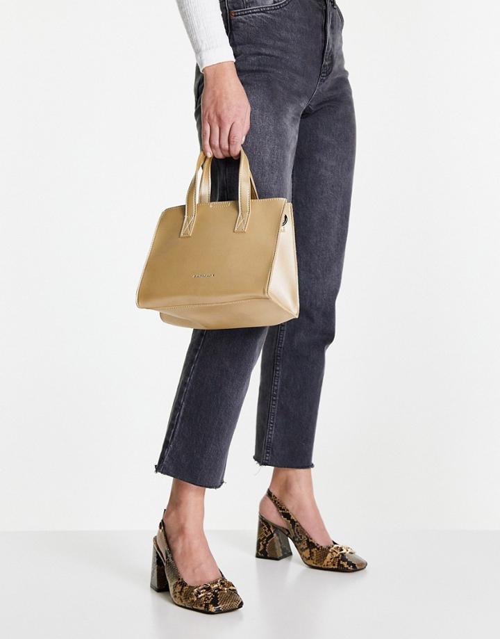 Claudia Canova Top Handle Shoulder Strap Tote Bag With Insert Pouch In Gold