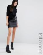 Vero Moda Tall Coated Zip Detail Mini Skirt - Black