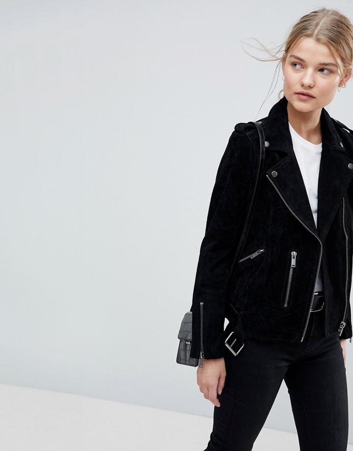 Selected Femme Suede Biker Jacket-black